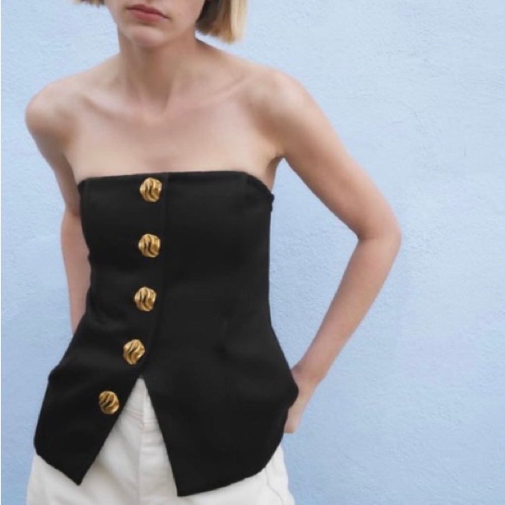 Zara Patterned Button Bustier - Picture 2 of 9